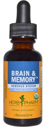 Brain & Memory, Nervous System, 1 fl oz (30 ml) by Herb Pharm-Hälsa, Uppmärksamhet Underskott Störning, Lägg Till, Adhd, Hjärna, Minne
