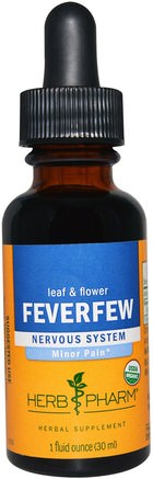 Feverfew, Leaf & Flower, Nervous System, 1 fl oz (30 ml) by Herb Pharm-Örter, Feverfew