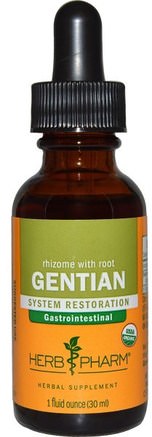 Gentian, Rhizome with Root, 1 fl oz (30 ml) by Herb Pharm-Örter, Gentian