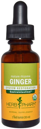 Ginger, Mature Rhizome, 1 fl oz (30 ml) by Herb Pharm-Örter, Ingefära Rot