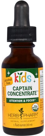 Kids Captain Concentrate, Alcohol Free, 1 fl oz (30 ml) by Herb Pharm-Barns Hälsa, Barns Naturläkemedel