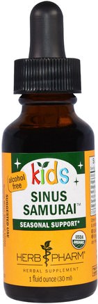 Kids Sinus Samurai, Alcohol Free, 1 fl oz (30 ml) by Herb Pharm-Barns Hälsa, Barns Naturläkemedel