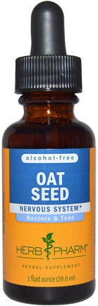 Oat Seed, Alcohol-Free, 1 fl oz (29.6 ml) by Herb Pharm-Örter, Avena Sativa (Vild Havre)