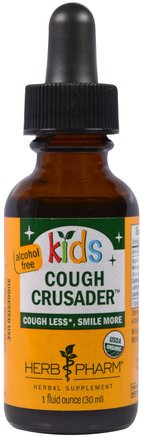Organic Kids Cough Crusader, Alcohol Free, 1 fl oz (30 ml) by Herb Pharm-Barns Hälsa, Barns Naturläkemedel