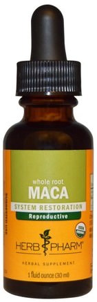 Organic Whole Root Maca, 1 fl oz (30 ml) by Herb Pharm-Hälsa, Män, Maca, Kosttillskott, Adaptogen