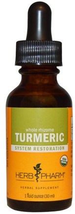 Whole Rhizome, Turmeric, 1 fl oz (30 ml) by Herb Pharm-Kosttillskott, Antioxidanter, Curcumin