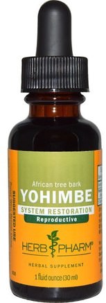 Yohimbe, African Tree Bark, 1 fl oz (30 ml) by Herb Pharm-Hälsa, Män, Yohimbe