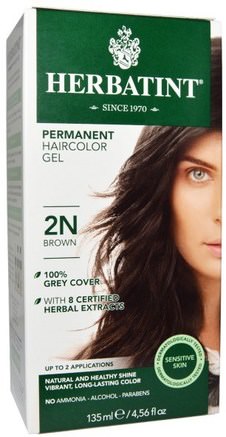 Permanent Haircolor Gel, 2N, Brown, 4.56 fl oz (135 ml) by Herbatint-Sverige