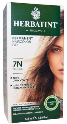 Permanent Haircolor Gel, 7N Blonde, 4.56 fl oz (135 ml) by Herbatint-Bad, Skönhet, Hår, Hårbotten, Hårfärg