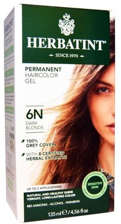 Permanent Herbal Haircolor Gel, 6N, Dark Blonde, 4.56 fl oz (135 ml) by Herbatint-Sverige