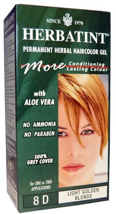 Permanent Herbal Haircolor Gel, 8D, Light Golden Blonde, 4.56 fl oz (135 ml) by Herbatint-Sverige