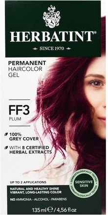 Permanent Herbal Haircolor Gel, FF 3, Plum, 4.56 fl oz (135 ml) by Herbatint-Herbatint Flash Mode