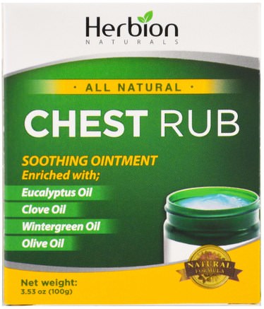 All Natural, Chest Rub, 3.53 oz (100 g) by Herbion-Hälsa, Lung Och Bronkial