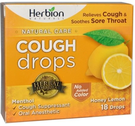 Natural Care, Cough Drops, Honey Lemon, 18 Drops by Herbion-Hälsa, Lung Och Bronkial, Hosta Droppar
