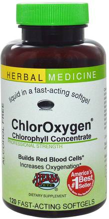ChlorOxygen, Chlorophyll Concentrate, Alcohol Free, 120 Fast-Acting Softgels by Herbs Etc.-Kosttillskott, Klorofyll, Hälsa