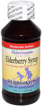 Sugar Free Elderberry Syrup, Cherry-Berry Flavor, 4 fl oz (120 ml) by Herbs for Kids-Hälsa, Kall Influensa Och Viral, Elderberry (Sambucus), Immunförsvar