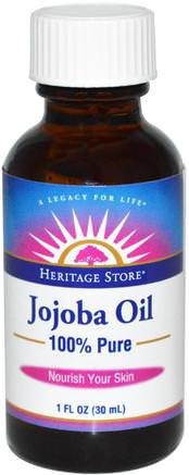 100% Pure Jojoba Oil, 1 fl oz (30 ml) by Heritage Stores-Hälsa, Hud, Jojobaolja