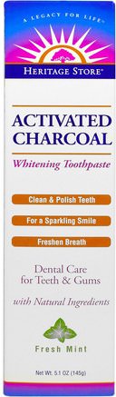 Activated Charcoal Whitening Toothpaste, Fresh Mint, 5.1 oz (145 g) by Heritage Stores-Bad, Skönhet, Tandkräm, Oral Tandvård, Tandblekning