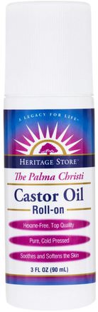Castor Oil Roll-On, 3 fl oz (90 ml) by Heritage Stores-Hälsa, Hud, Ricinolja