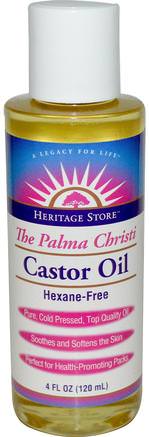 Castor Oil, The Palma Christi, 4 fl oz (120 ml) by Heritage Stores-Hälsa, Hud, Ricinolja