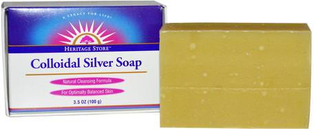 Colloidal Silver Soap, 3.5 oz (100 g) by Heritage Stores-Bad, Skönhet, Tvål