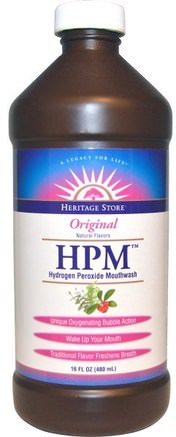 HPM, Hydrogen Peroxide Mouthwash, Original, 16 fl oz (480 ml) by Heritage Stores-Bad, Skönhet, Muntlig Tandvård, Munvatten