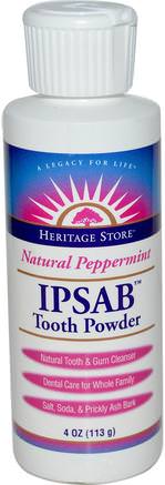 IPSAB Tooth Powder, Natural Peppermint, 4 oz (113 g) by Heritage Stores-Bad, Skönhet, Tandkräm