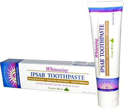 IPSAB, Whitening Toothpaste, Fresh Mint, 4.23 oz (120 g) by Heritage Stores-Bad, Skönhet, Tandkräm, Oral Tandvård, Tandblekning