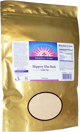 Loose Tea, Slippery Elm Bark, Powder, 4 oz (120 g) by Heritage Stores-Mat, Örtte, Hala Elm
