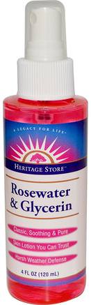 Rosewater & Glycerin, Atomizer Mist Sprayer, 4 fl oz (120 ml) by Heritage Stores-Bad, Skönhet, Body Lotion, Personlig Hygien