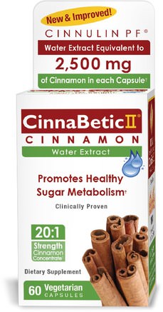 CinnaBetic II, Water Extract, Cinnamon, 60 Vegetarian Capsules by Hero Nutritional Products-Hälsa, Blodsocker, Örter, Kanel Extrakt