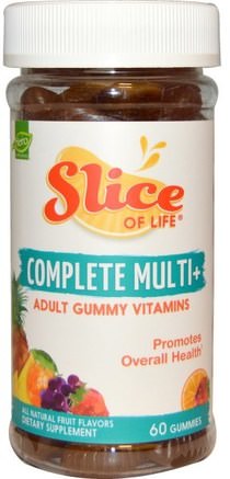 Slice of Life, Multi +, Adult Gummy Vitamins, 60 Gummies by Hero Nutritional Products-Vitaminer, Multivitaminer, Multivitamingummier