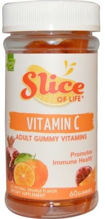 Slice of Life, Vitamin C, Adult Gummy Vitamins, Orange, 60 Gummies by Hero Nutritional Products-Vitaminer, Vitamin C, Vitamin C Tuggbar, Vitamin C Gummier
