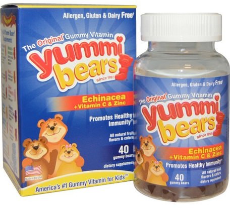 Yummi Bears, Echinacea + Vitamin C & Zinc, 40 Gummy Bears by Hero Nutritional Products-Hälsa, Kall Influensa Och Virus, Immunförsvar, Barns Hälsa, Kosttillskott Barn