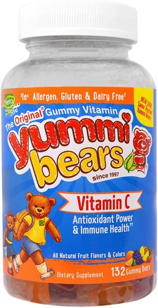 Yummi Bears, Vitamin C, 132 Gummy Bears by Hero Nutritional Products-Barns Hälsa, Kosttillskott Barn, Vitamin C, Vitamin C Gummies