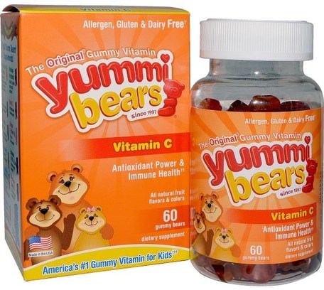 Yummi Bears, Vitamin C, Fruit Flavors, 60 Gummy Bears by Hero Nutritional Products-Barns Hälsa, Kosttillskott Barn, Vitamin C, Vitamin C Gummies