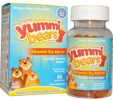 Yummi Bears, Vitamin D3, 600 IU, 60 Gummy Bears by Hero Nutritional Products-Vitaminer, Vitamin D3, Kompletterar Barn