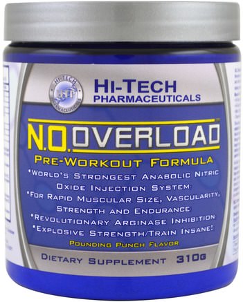 N.O. Overload, Pre-Workout Formula, Pounding Punch Flavor, 310 g by Hi Tech Pharmaceuticals-Hälsa, Energi, Sport