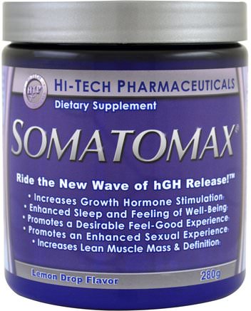 Somotomax, hGH Release, Lemon Drop Flavor, 280 g by Hi Tech Pharmaceuticals-Kosttillskott, Anabola Kosttillskott, Anti-Åldrande