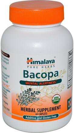 Bacopa, 60 Caplets by Himalaya Herbal Healthcare-Hälsa, Uppmärksamhet Underskott Störning, Lägg Till, Adhd, Hjärna, Minne, Örter, Bacopa (Brahmi)