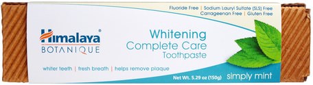 Botanique, Whitening Complete Care Toothpaste, Simply Mint, 5.29 oz (150 g) by Himalaya Herbal Healthcare-Bad, Skönhet, Tandkräm