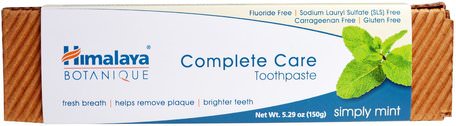 Botanique, Complete Care Toothpaste, Simply Mint, 5.29 oz (150 g) by Himalaya Herbal Healthcare-Bad, Skönhet, Tandkräm