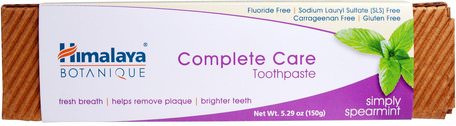 Botanique, Complete Care Toothpaste, Simply Spearmint, 5.29 oz (150 g) by Himalaya Herbal Healthcare-Bad, Skönhet, Tandkräm