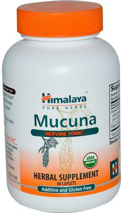 Mucuna, Nervine Tonic, 60 Caplets by Himalaya Herbal Healthcare-Örter, Ayurveda Ayurvediska Örter, Mucuna