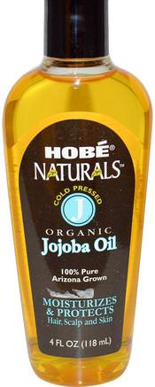 Naturals, Organic Jojoba Oil, 4 fl oz (118 ml) by Hobe Labs-Hälsa, Hud, Jojobaolja, Massageolja