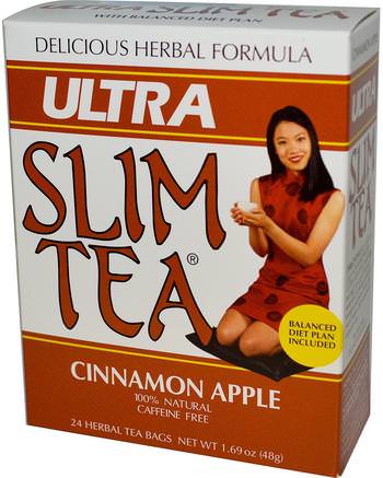 Ultra Slim Tea, Cinnamon Apple, Caffeine Free, 24 Herbal Tea Bags, 1.69 oz (48 g) by Hobe Labs-Hälsa, Kost, Mat, Örtte
