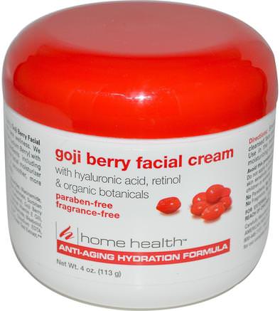 Goji Berry Facial Cream, 4 oz (113 g) by Home Health-Skönhet, Ansiktsvård, Krämer Lotioner, Serum, Hyaluronsyra Hud