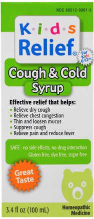Kids Relief, Cough & Cold Syrup, 3.4 fl oz (100 ml) by Homeolab USA-Barns Hälsa, Kall Influensa Hosta