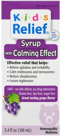 Kids Relief, Syrup with Calming Effect, Grape Flavor, 3.4 fl oz (100 ml) by Homeolab USA-Barns Hälsa, Kosttillskott Barn, Hälsa
