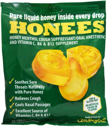Honey Menthol Cough Suppressant, 20 Cough Drops by Honees-Hälsa, Lung Och Bronkial, Hosta Droppar
